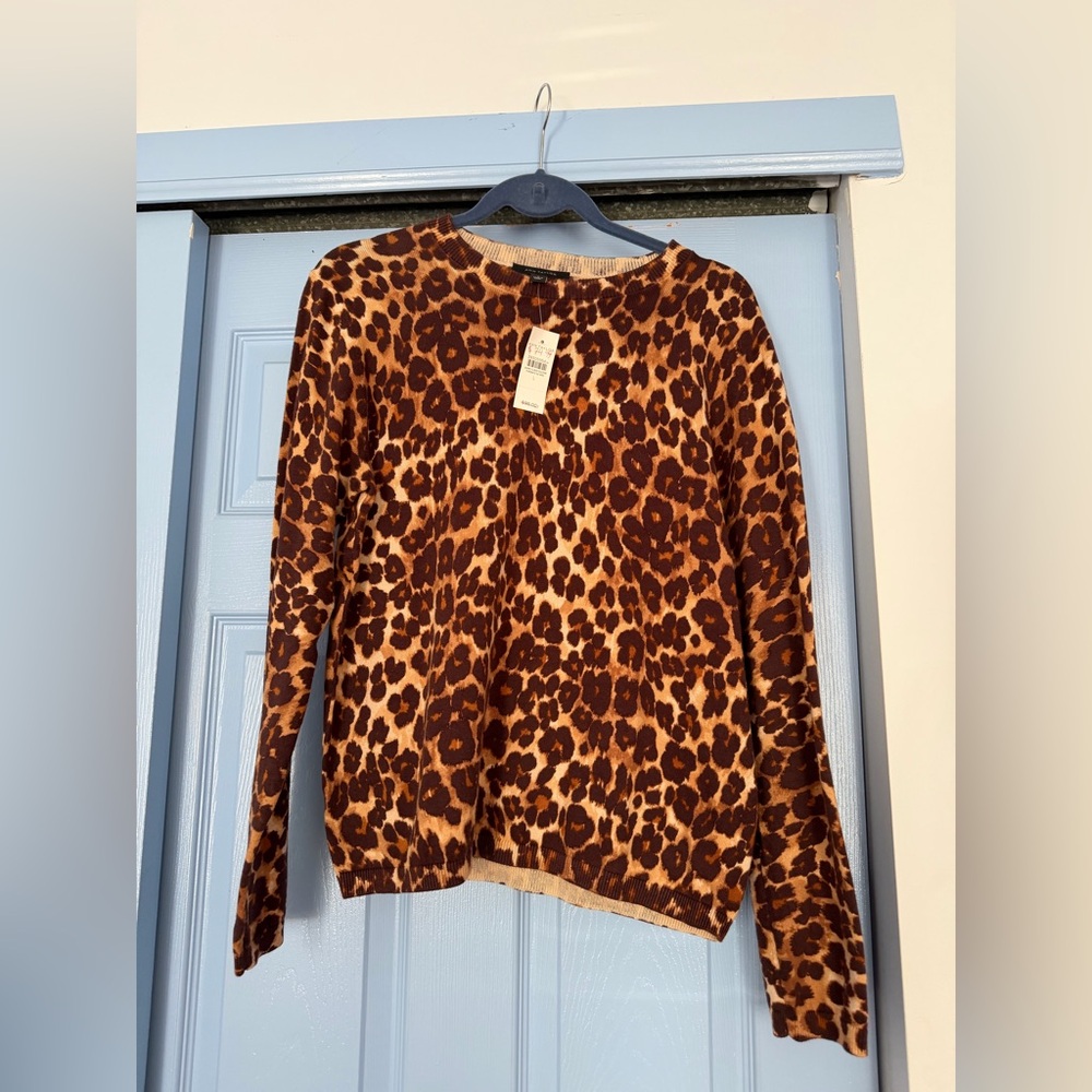 Ann Taylor Leopard Brown Leopard Print Sweater